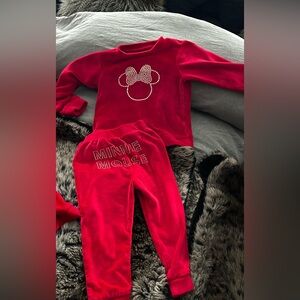 Red Minnie Mouse Kids red velvour set aged